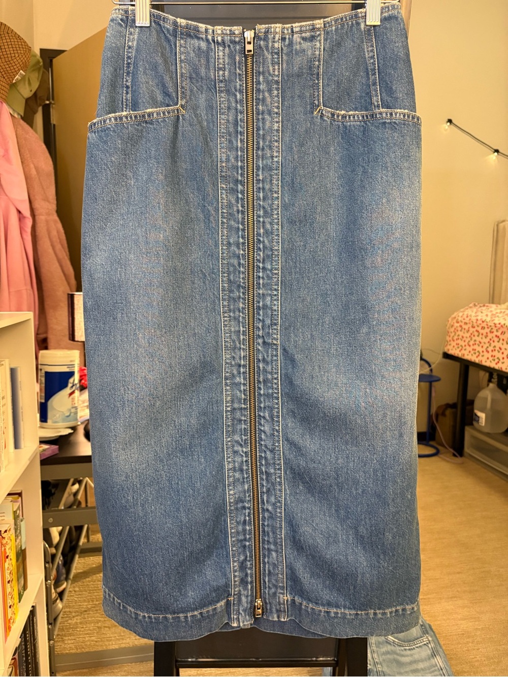 Closed Denim Midi Skirt with Center Zip